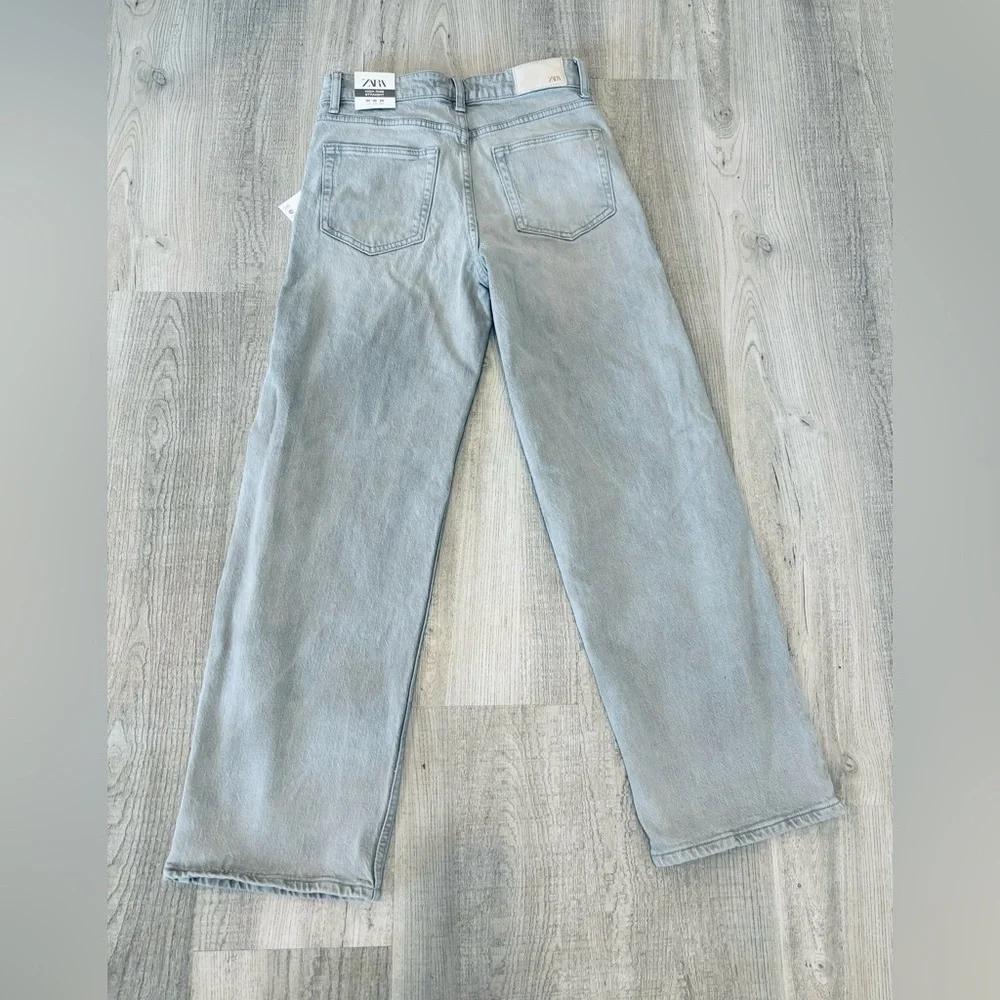 NWT Zara High Rise Straight Ankle Length Gray Jean Size 34 (US 2) - Picture 3 of 8